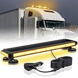 eSynic 84LED Magnetic Beacon Light Bar 12/24v Amber Flashing Lights Waterproof 27.95"/71cm Recovery Warning Strobe Light Emergency Vehicle Light Bar with 27 Flash Modes for Van Truck Tractor