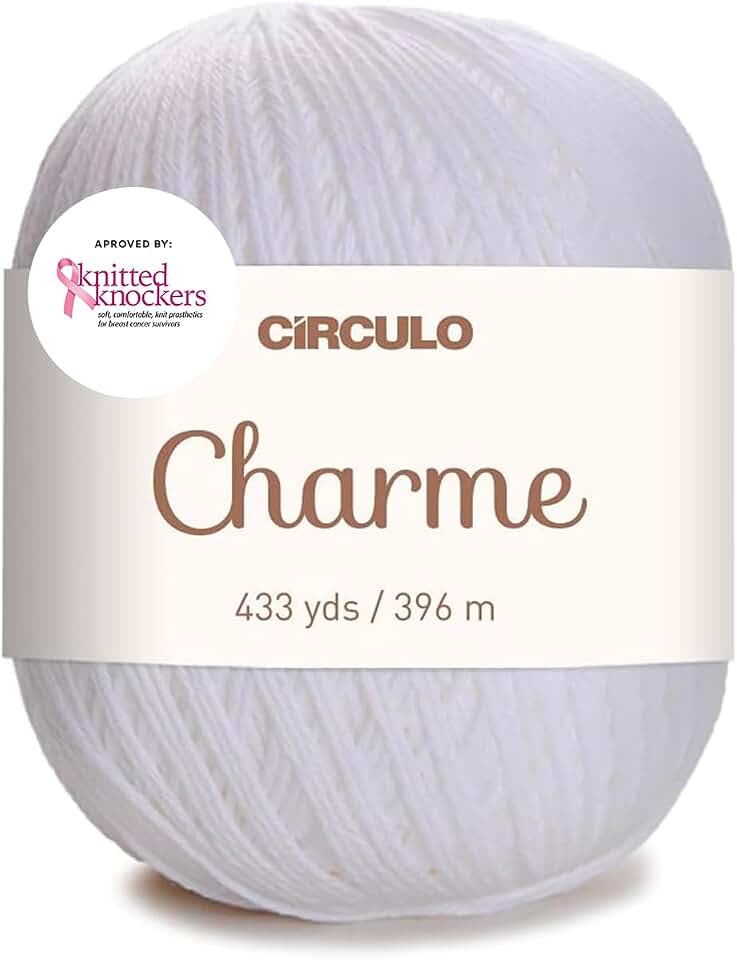 Fio Circulo Charme para crochê e tricô - 100% algodão virgem brasileiro mercerizado - Peso esportivo macio - Cor 8001 - Branco