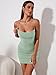 KUTUMAI Women's Ruched Bodycon Mini Dress Summer Spaghetti Strap Party Club Dresses Sage XS