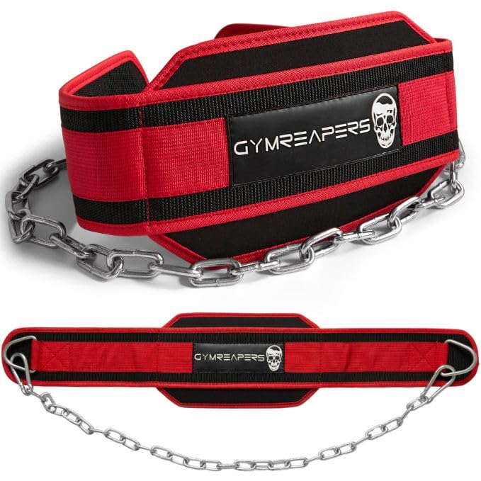 GymreapersDip Belt With Chain For Weightlifting, Pull Ups, Dips - Heavy Duty Steel Chain For Added Weight Training
