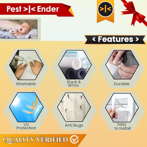 Image of PestEnder Premium Polyester Window Net for Mosquito & Insect Protection | DIY Fastener-Based, Washable & Reusable (3 x 4 Feet)
