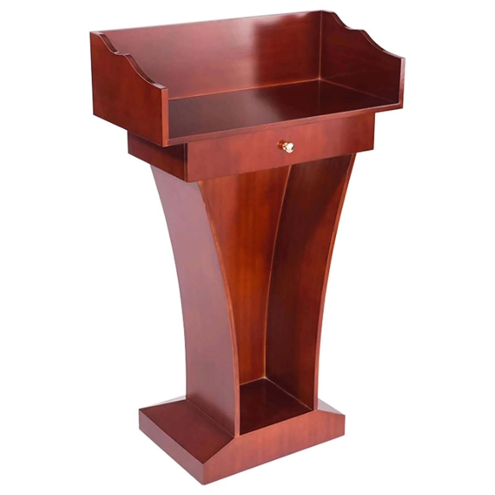 DUANHOZ Vintage Podium Floor Standing Wooden Lecterns with Storage Podium Stand Solid Structure Lectern Spacious Desktop Pulpits (A)