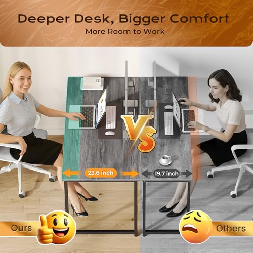 Image of PRAISUN 55 X 24 Inch Computer Desk with Deeper Desktop, Gaming Office Writing Work Desk for Home Office, Study, Bedroom, Work from Home, Metal Frame, Grey