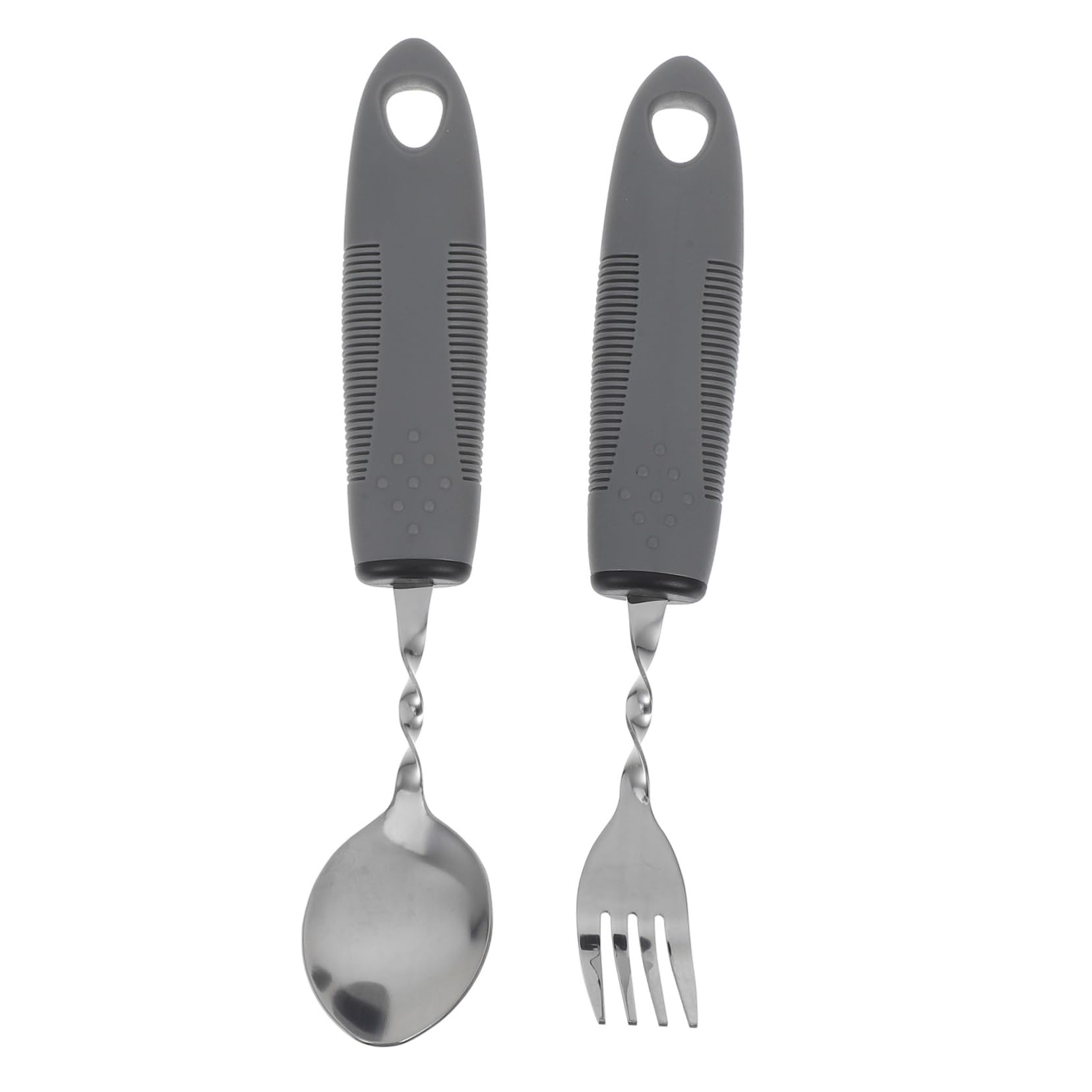 Cabilock 2pcs Adaptive Silverware For Arthritic Hands Weighted Utensil With Built Up Handles For Elderly Food Aid And Travel Supplies For Disabled