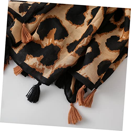 KESYOO Leopard Print Shawl Scarf for Women Stylish Sun Block Scarf with Tassels Comfortable Cotton Travel Beach Accessory3