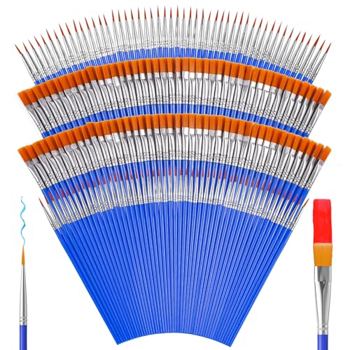 Smallbudi 168 PCS Small Paint Brushes Bulk Flat & Round Tip Acrylic Paint Brush Set Artist Paintbrushes for Acrylic Watercolor Canvas Face & Detail Painting Art Craft Supplies for Kids Classroom
