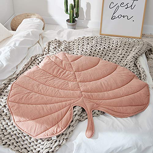 BBAUER Vloerkleed Nordic Leaf tapijt zachte katoenen vloermat tapijten baby kinderen slaapkamer kinderkamer decor tapijt deken woonkamer (kleur: groen) - Afbeelding 7