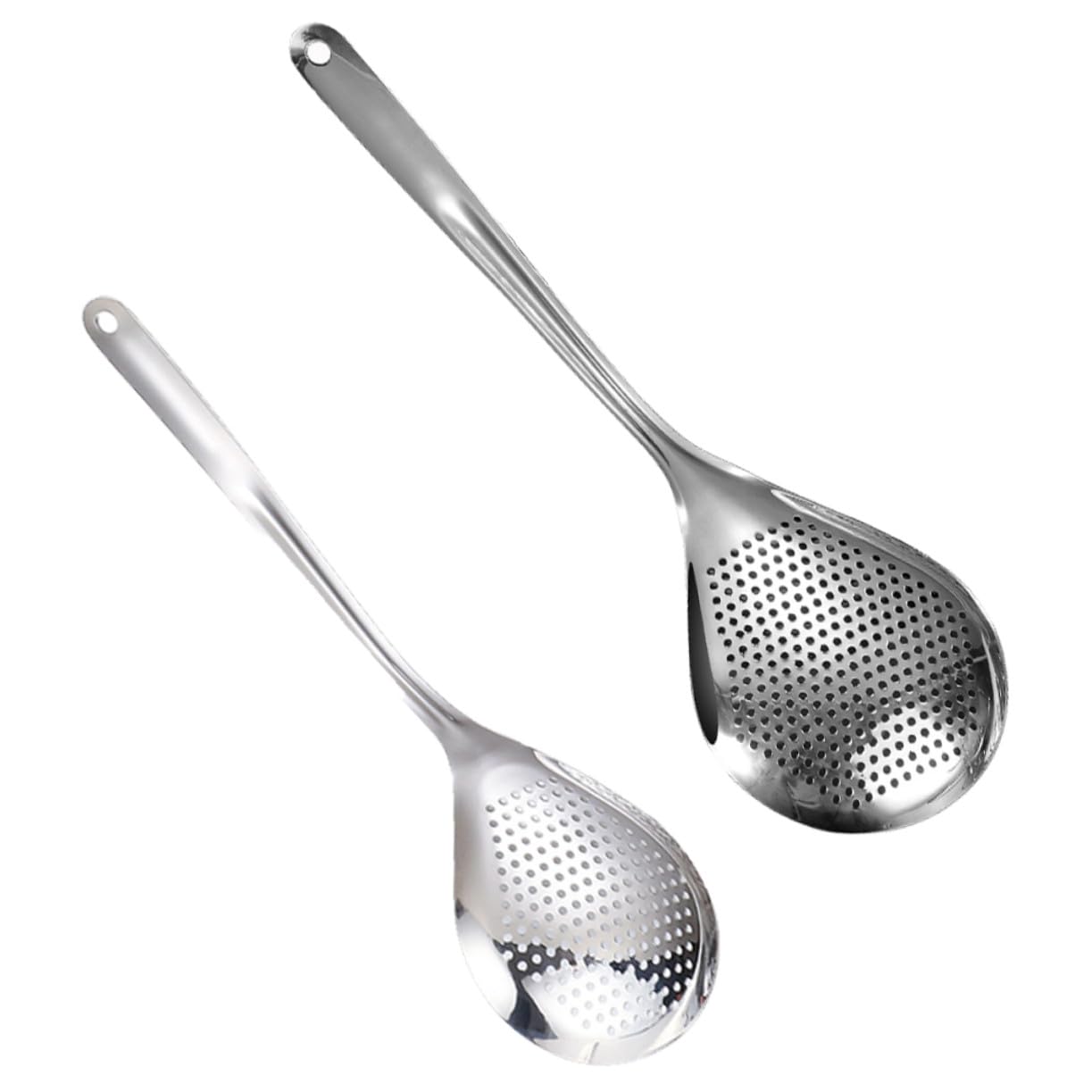 2piezas Colador De Acero Inoxidable Mango Cómodo y Orificio Para Colgar Cuchara Coladora Para Pasta Cuchara De Cocina Para Alimentos Horneados