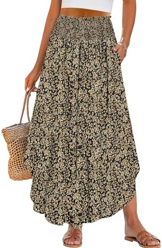 ANRABESS Women's Maxi Skirts Summer Boho Floral High Waisted Flow...