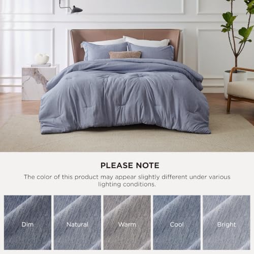 Image of Bedsure Queen Comforter Set - Navy Blue Soft Bedding for All Seasons, Cationic Dyed Bed Set, 3 Pieces, 1 Queen Size Comforter (90 inchx90 inch) and 2 Pillow Shams (20 inchx26 inch+2 inch)