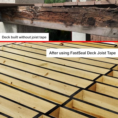 Image of Deck Joist Tape 1-5 /8 inch x 100', Waterproof Weather Resistant Self-Adhesive Joist Tape, Anticorrosion Flashing Tape for Wood Joists Beams (2 Pack, 1-5 /8 inch x 100')