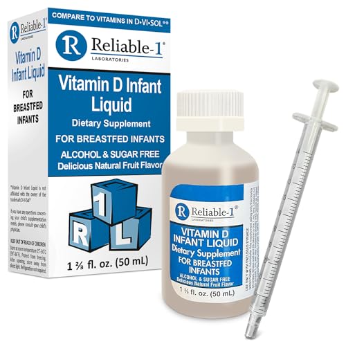 Image of Reliable-1 Laboratories Infant Liquid Vitamin-D Drops (Natural Fruit Flavoring) Sugar & Alcohol Free, for Breast Feeding Babies 0-12 Months and Up
