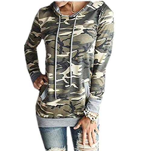 Taiduosheng Damen-Kapuzenpullover, langärmelig, weich, mit Taschen, Camouflage-Druck, camouflage, US L(Asia XL,Bust 41.5inch)