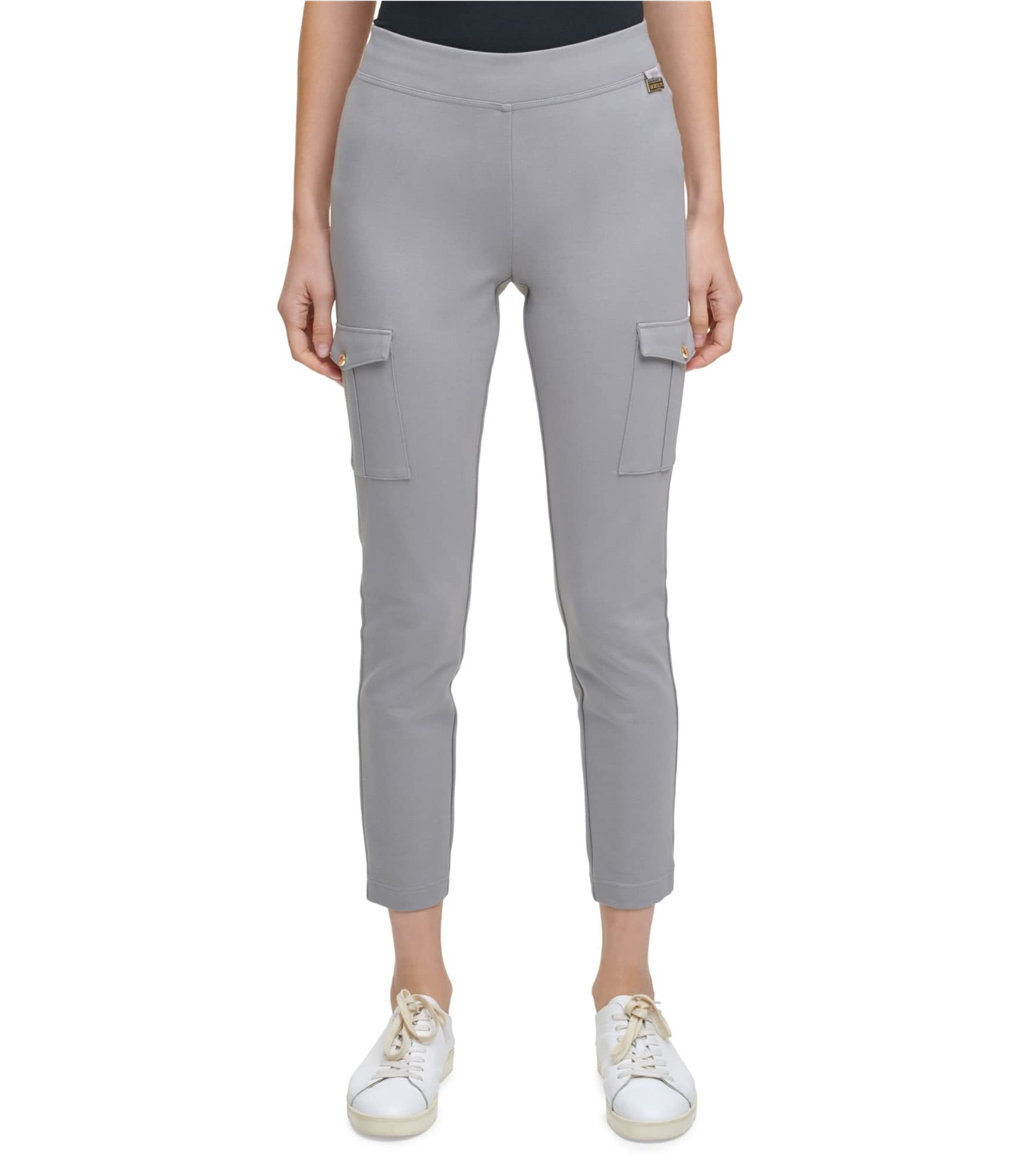 Calvin Klein Womens Solid Casual Cargo Pants Grey Small