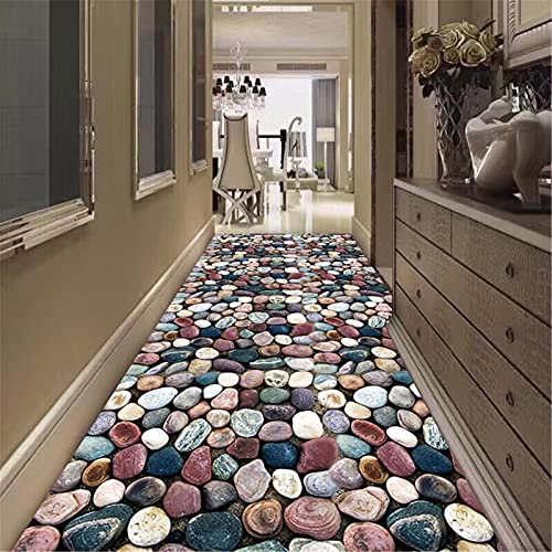JLCP Teppich Läufer Flur küchenläufer rutschfest waschbare Küchenteppiche 3D Bunt Kieselstein Teppich für Wohnzimmer Büro Schlafzimmer,Weihnachts deko Teppichläufer,2,70x350cm/2.29x11.48ft Cover