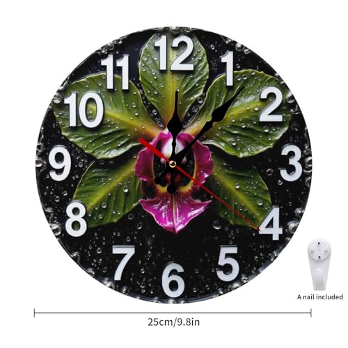 Reloj de pared analógico redondo de madera silente 25 cm miniatura 2