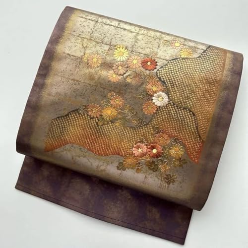 夏帯 名古屋帯 絽綴れ 長尺 上品 金糸折 八寸 正絹 T-5870