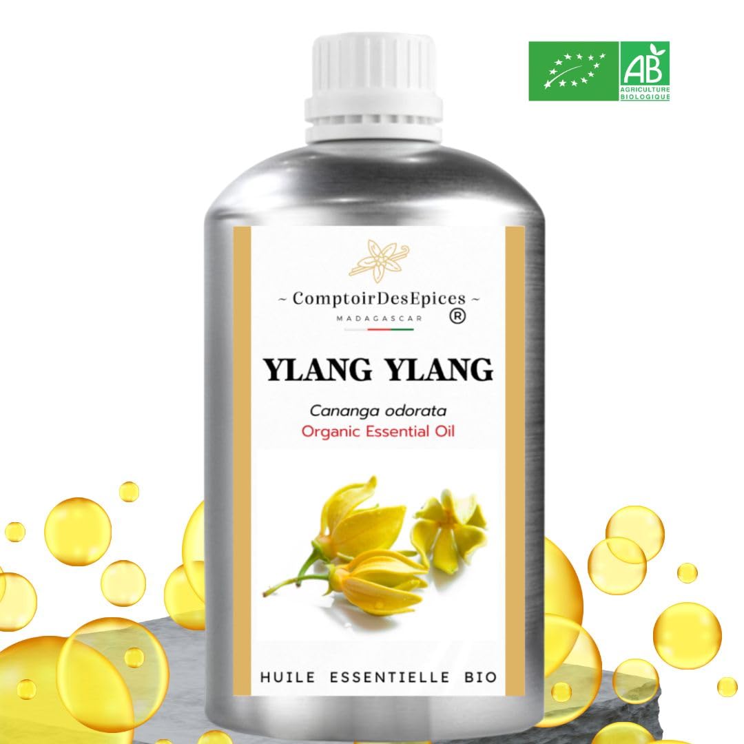 Aceite esencial Ylang-Ylang Completo Bio - 100% puro y natural - Certificado HEBBD & ECOCERT FR-01 - Formato de 500 ml - Direct Productor