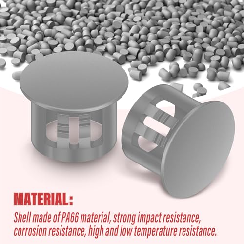 Image of 100PCS 1 /2 inch Grey Plastic Plugs Hole, Round PA66 Plug Furniture Hole Decorative Cover