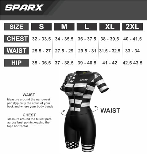 Sparx Aero Triathlon Terno feminino de manga curta Tri Suit feminino para corrida, natação, ciclismo