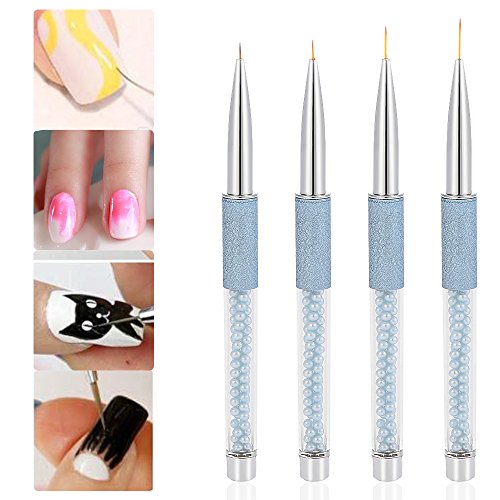Anself 4Pcs Nail Art Painting Brush Acrylic Uv Gel Painting Liner Pen 5/7/10/13Mm Point #TOP12