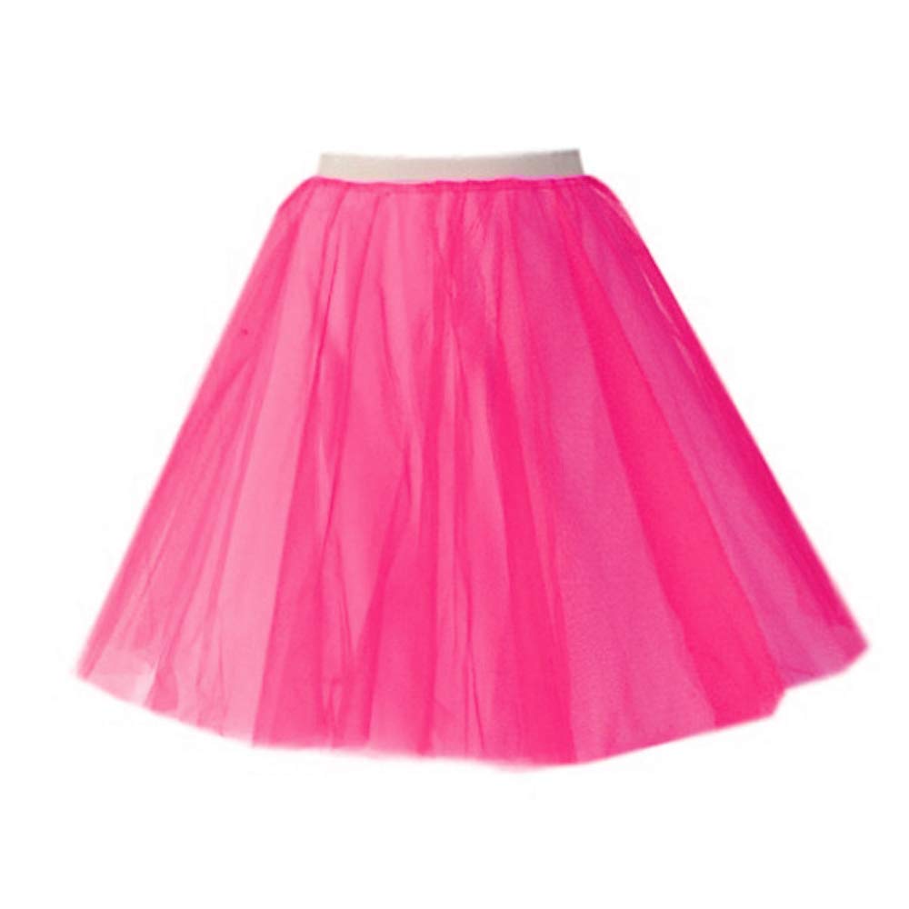 Mums Essentials Neon Pink Netting 2Layers Adults Polka Dot Skirt Rock N Roll 50'S/ 60'S Style With Neck Tie 17 17" Length (S (26"), )