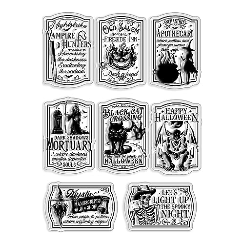 Happy Halloween Witch Monster Joker Seal Pattern Clear Stamps with Plastic Envelope Box for Card Making DIY Scrapbooking Supplies Silicone Stamps for Albums Crafts Decor (YX1405)