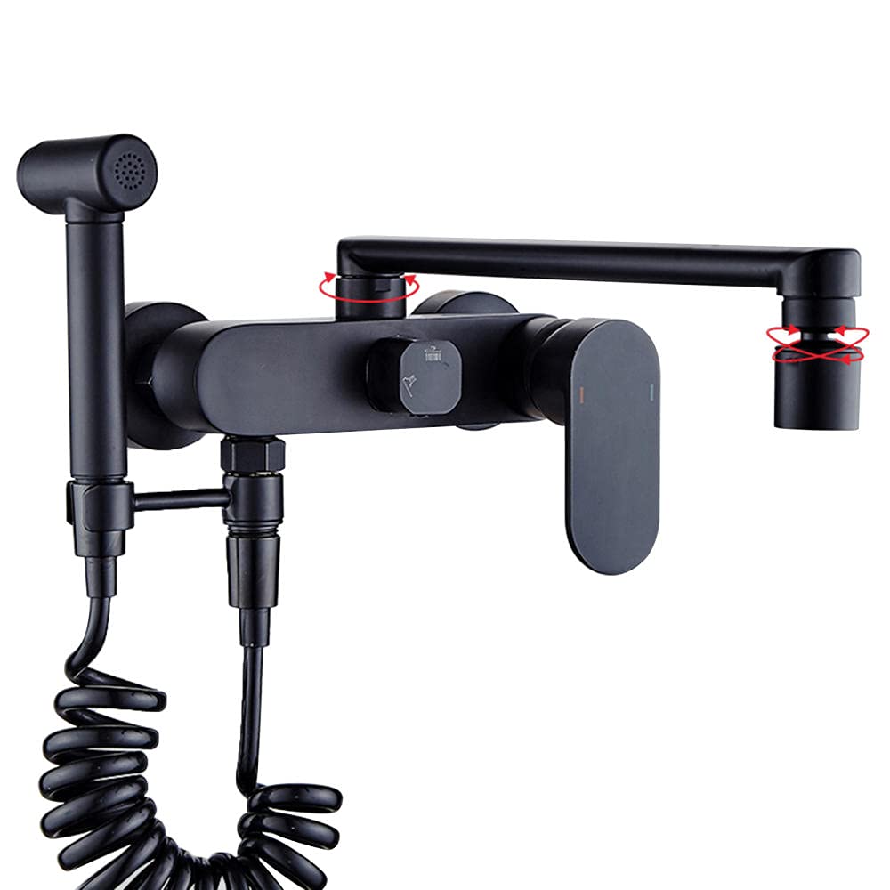 ZYCHSJXA Faucets,Kitchen Taps with Pull Out Spray High Arc Mixer Tap Swivel Spout for Kitchen/Black-A/20Cm