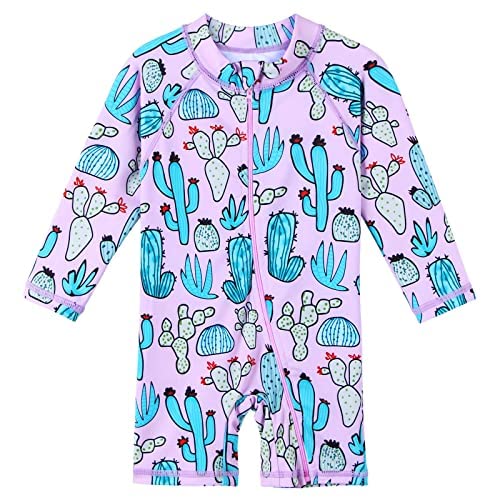 Image of HUAANIUE Toddler Girl Swimsuit Long Sleeve UPF50+ Sun Protection