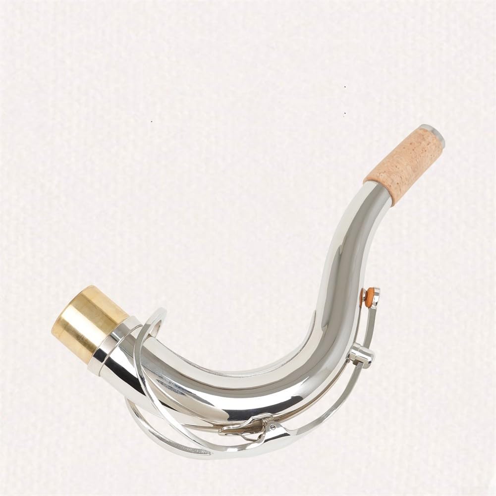 Col Courbé en Laiton pour Sax Ténor Bb 27.5mm(Silver) | Laiton massif, design courbé, diamètre 27.5mm, compatible ténor Bb, résonance supérieure