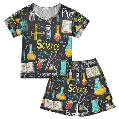 ALAZA Science Physics Stylish Pajamas Set Short Sleeve Cotton Sleepwear Summer Pjs 2 Piece 5-14Y