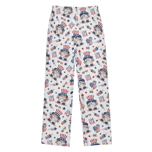 Gnome Love USA Boys Long Pants Soft Trousers Elastic Waist Kids Lounge Bottoms with Pockets S-XL