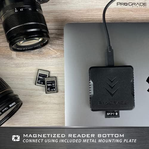 ProGrade Digital PG09 Card Reader magnetically attached to a laptop