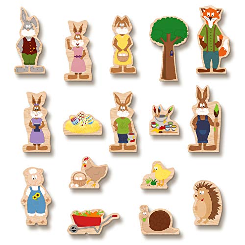 yoamo Osterkalender mit Spielkoffer mit 16 Holzfiguren & Osterhasengeschichte zum Vorlesen – Bild 8