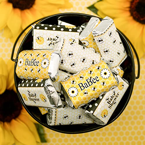 Bumble Bee Baby Shower Mini Candy Bar Wrappers - 45 Stickers #TOP1