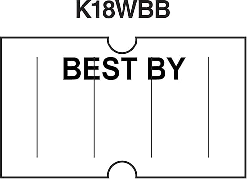 Miniatura 2 de Blanco con etiquetas negras "Best by" para adaptarse a pistolas de precio XL Pro® 1A, 1B y 21B-1, paquete de 16 (rollo de tinta gratis incluido)