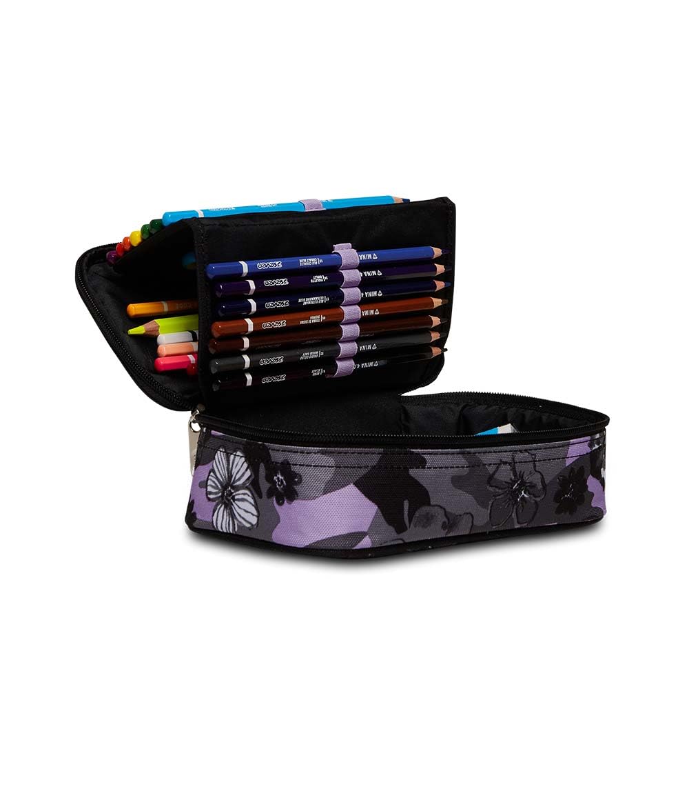 Trousse scolaire Seven QUICK CASE - Complet avec crayons, feutres - Noir