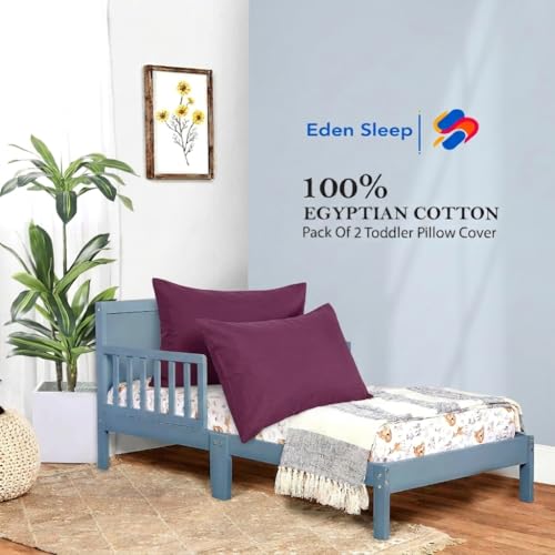 Image of Toddler Travel Small Pillow case, Pack of 2 Zipper Closure Pillow Cover 100% Cotton Baby Pillow Covers, 500 Thread Count Nersury Pillow Cases for Kids 14x20 inch, Plum Solid
