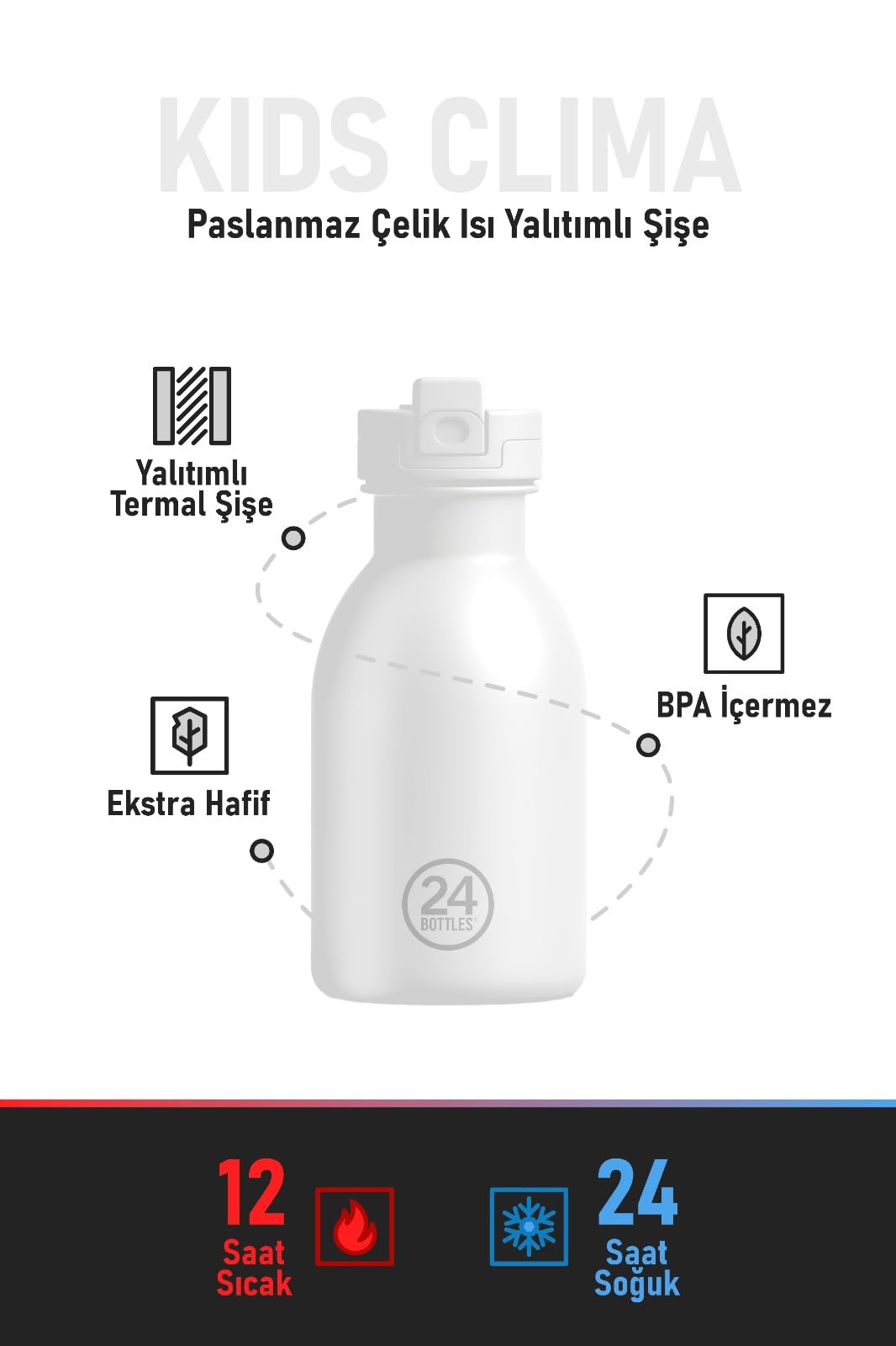 24BOTTLES Kids Borraccia Bambini Termica con Cannuccia 330ml Music Friends | Ermetica, Acciaio Inox, BPA Free, 24H Freddo/12H Caldo, Bambina e Bambino, Non Crea Condensa, per Scuola Elementare e Asilo