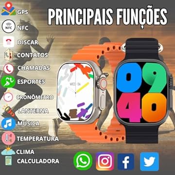 Smartwatch Relógio Inteligente Série 9 S9 Ultra 49mm Bluetooth GPS NFC + Pelicula e 2 pulseiras (Titanium)