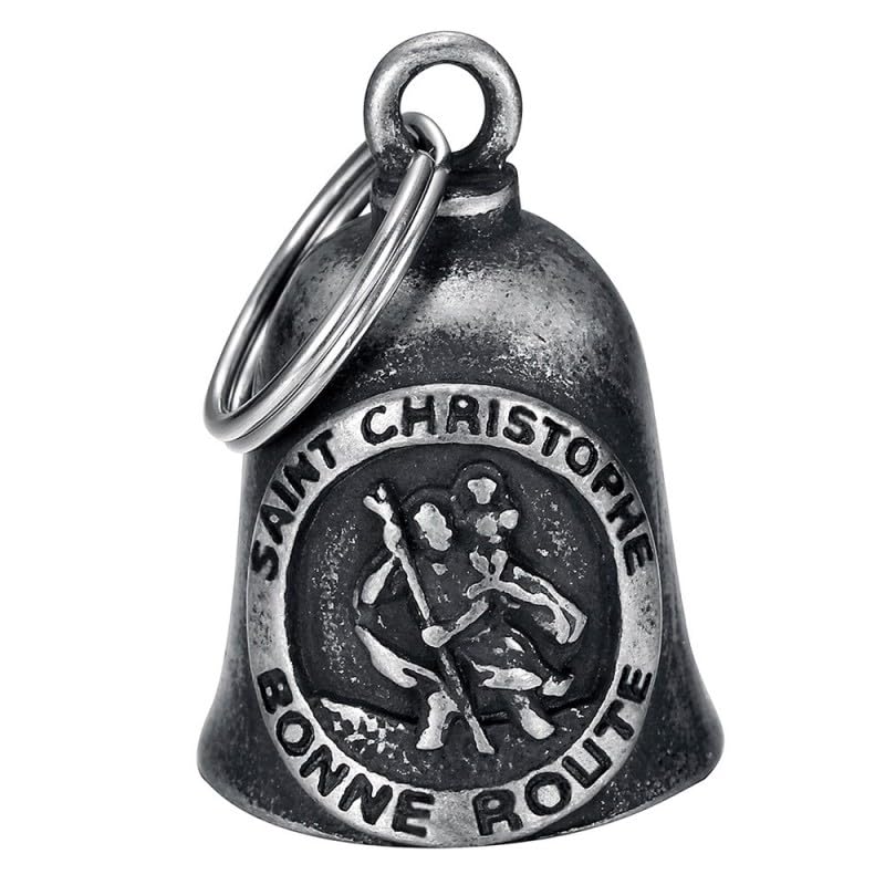 BOBIJOO JEWELRY - Dzwonek motocyklowy Guardian Bell Saint Christophe Stali Nierdzewnej, ochraniacz motocyklistów