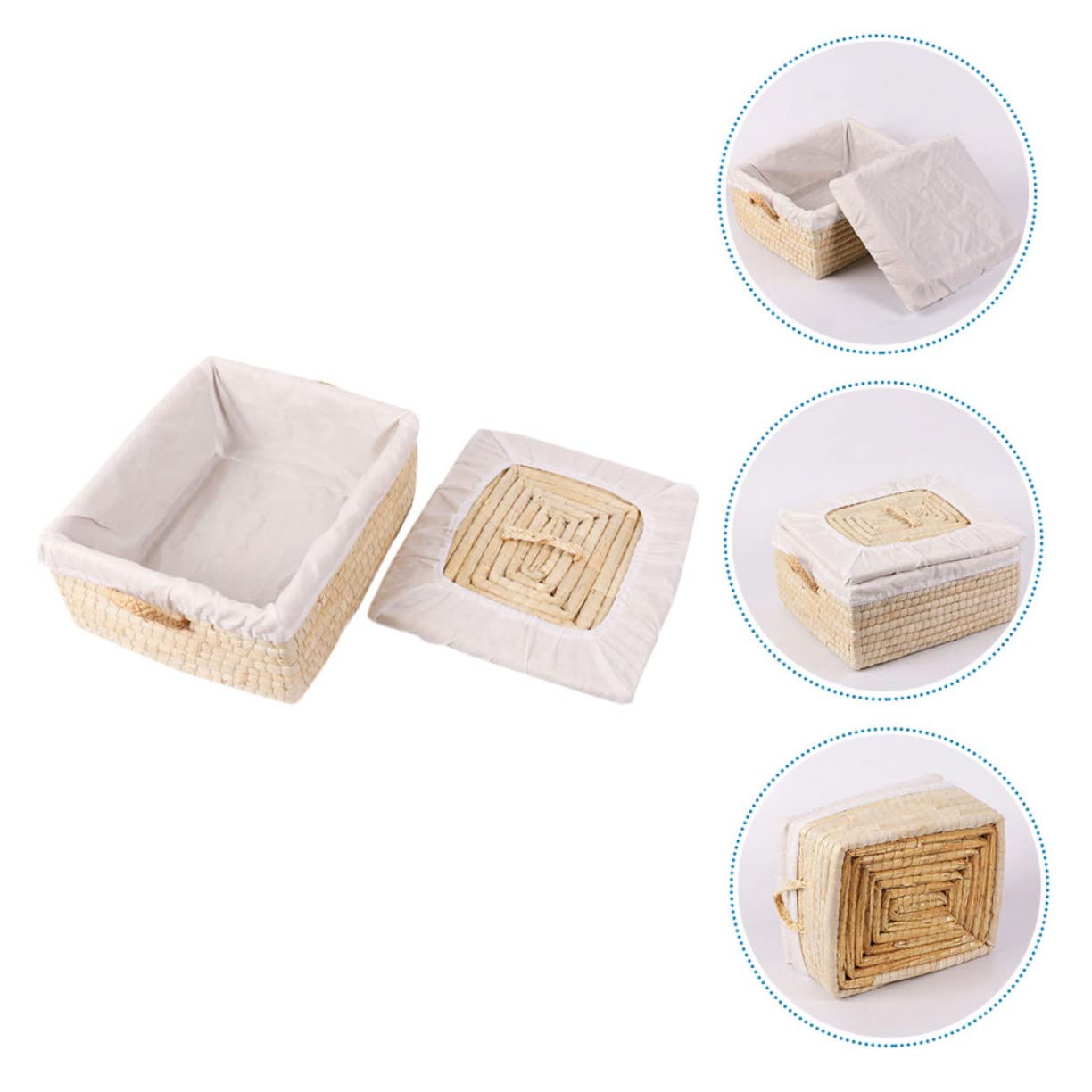ABOOFAN Cesta De Almacenamiento De Pan De Ratán con Tapa para 5-10 Bollos Cesta De Almacenamiento Natural Contenedor De para El Hogar Color Beige