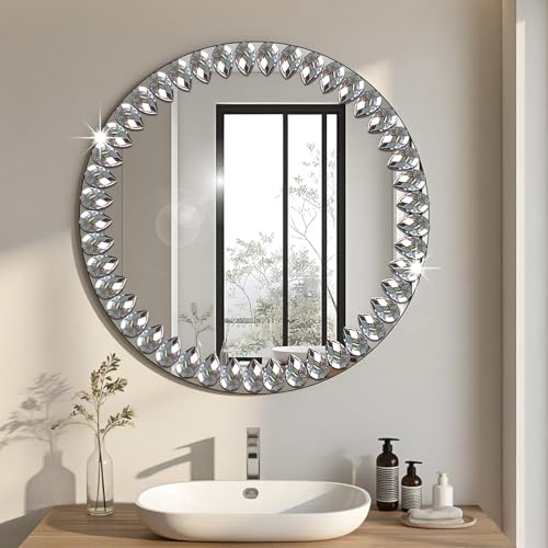 EONAZE Espejos Redondos Pared Espejo Entrada Recibidor Espejos Decorativos de Pared Habitacion Espejo Maquillaje Espejo Baño Redondo Decoracion Hogar (25cm)