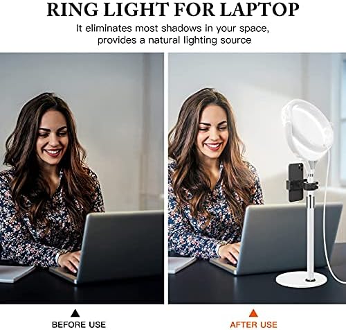 8 inch Desk Ring Light with Stand, Adjustable Zoom Lighting for Computer - 3