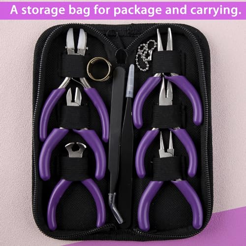 SPEEDWOX 6PCS Mini Jewelry Pliers Set - Double Nose Pliers, End Cutting, Diagonal, Bent Nose, Jump Ring Opener - Image 3
