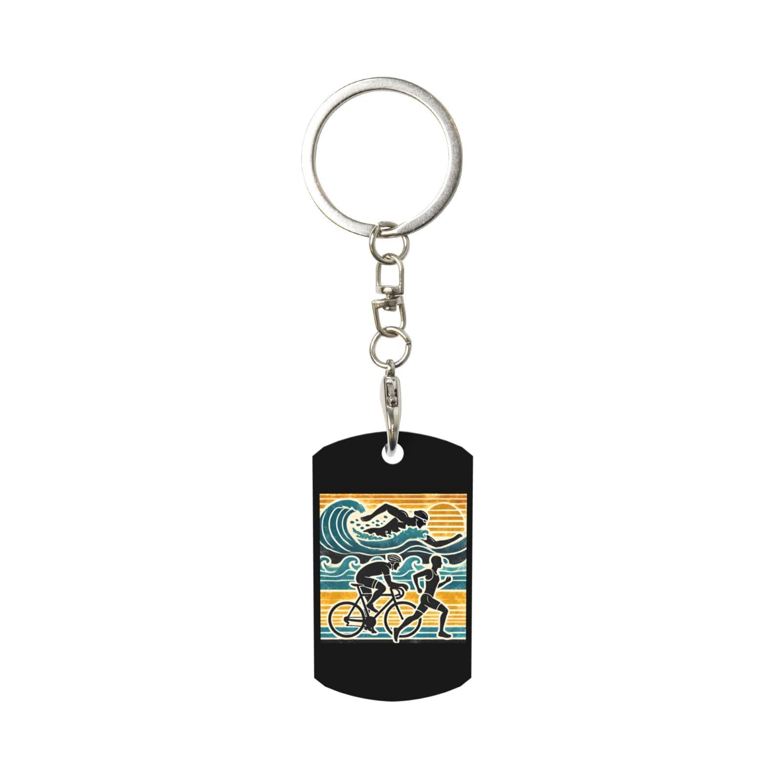 Smazdfxx Unisex As Pic Vintage Swim Bike Run Triathlon Keychain With Keyring Clips Car
