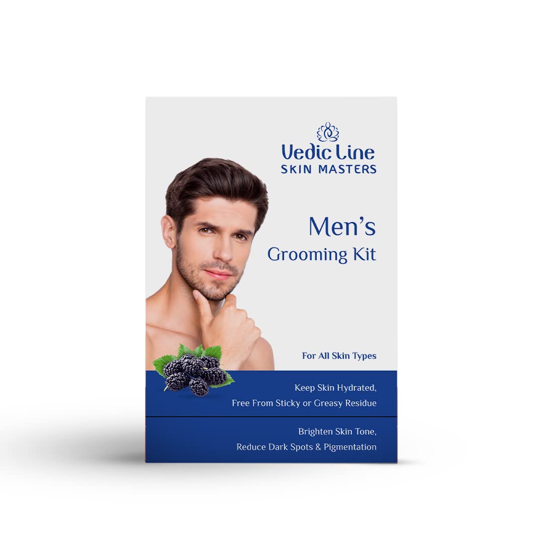 Men's Grooming Monodose Kit Reduce Unclogged Pores, Deeply Cleanse Dirt & Impurities with Mulberry extract, kokum butter, Niacinamide for Clear & Smoother Skin, 34ml