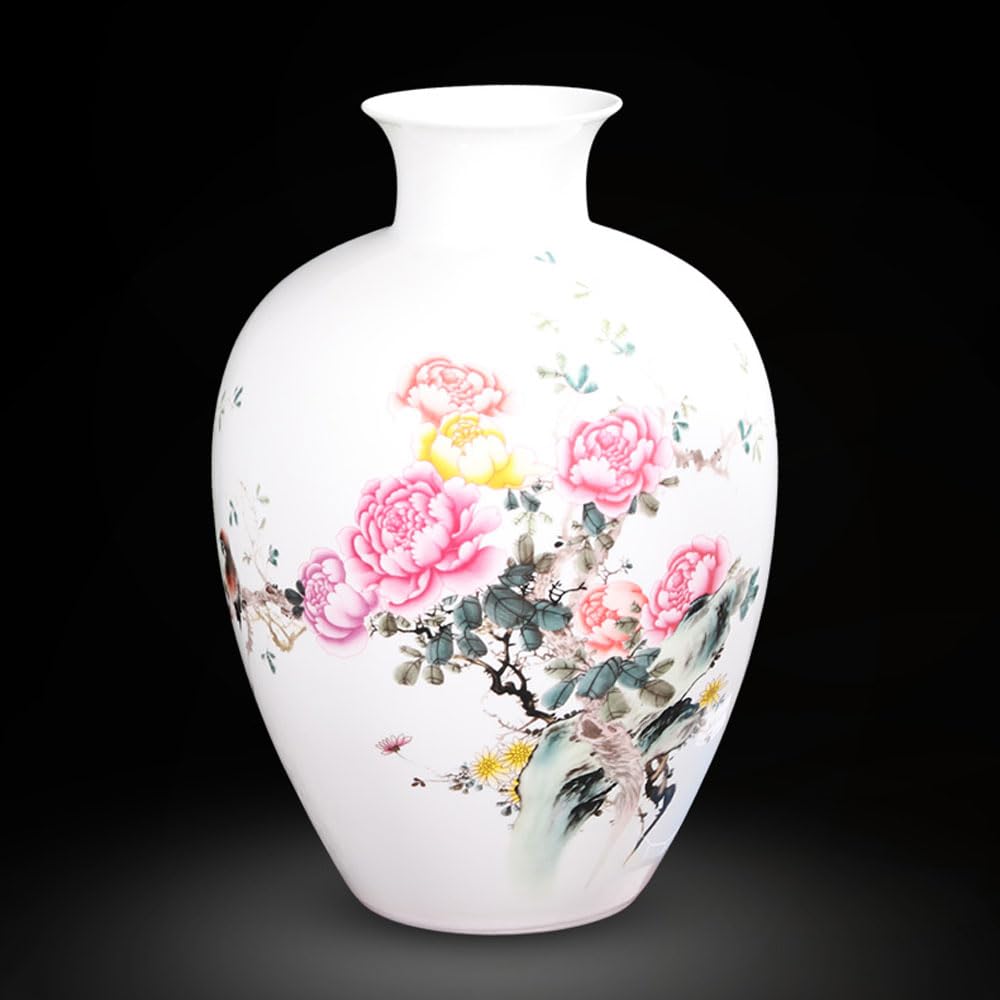 asdchZen Home Vase Jingdezhen Ceramic Vase Ornaments Indoor Flower Vases Lucky Bamboo Large Vase Ornaments Center Decoration Home Decoration Porcelain Decorative Vase,G