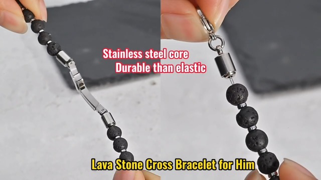 Pulsera cruz cristiana ajustable para hombre miniatura 7