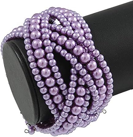 Avalaya Purple Glass Bead Plaited Flex Cuff Bracelet - Adjustable - Image 4